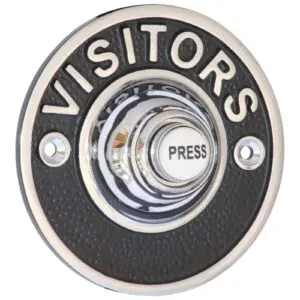 Circular Bell Push Ø 81mm Embossed 'Visitors'