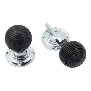 Ebony Reeded <br>Wooden Door Knobs