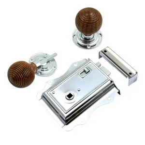 Fancy Rim Lock + <br>Rosewood Reeded Rim Knob