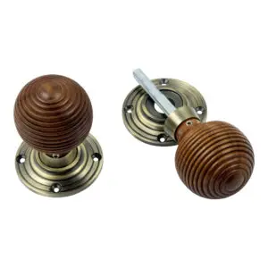 Rosewood Reeded <br>Wooden Door Knobs