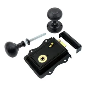 Fancy Rim Latch <br>+ Reeded Rim Knob